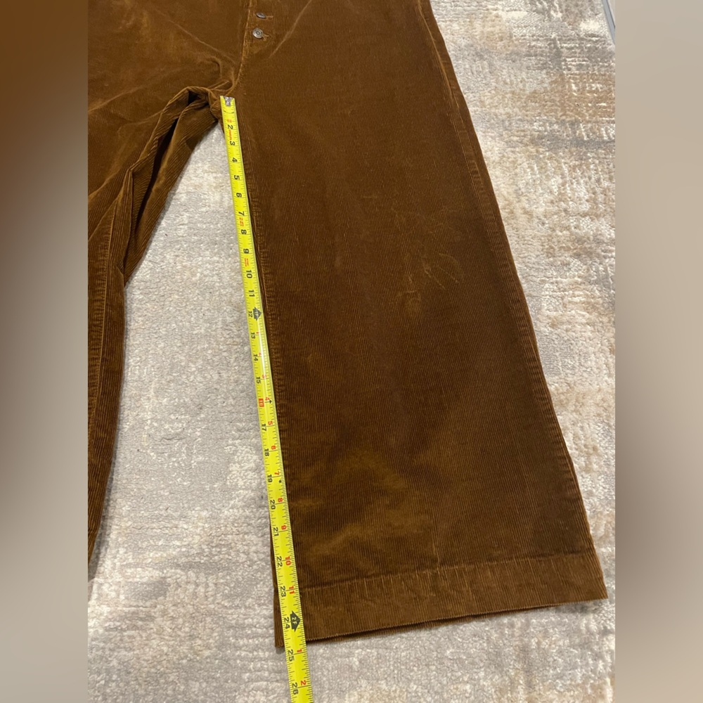 Time & Tru High Rise Wide Leg Corduroy Ankle Pants Button Fly Size 14 Brown 🍁 🍂 - Picture 10 of 11